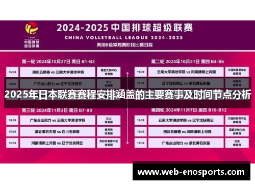 2025年日本联赛赛程安排涵盖的主要赛事及时间节点分析